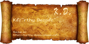 Kürthy Dezső névjegykártya